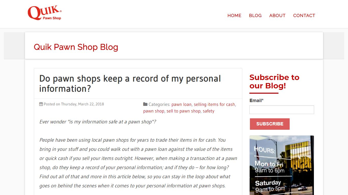 Do pawn shops keep a record of my personal information?
